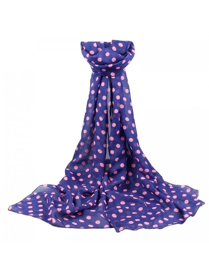 Matoen Women Long Wrap Shawl Polka Dot Chiffon Scarf Scarves Stole - Navy - C912L5HLZ3J