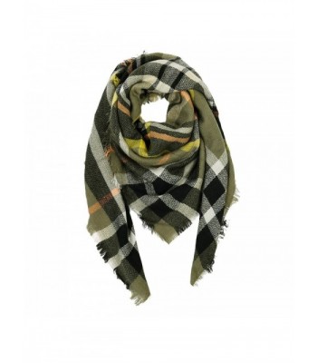 VBIGER Women Stylish Blanket Plaid Scarf Oversized Checked Shawls Wrap Shawl Pashmina - Deep green - CS187QX9L9Z