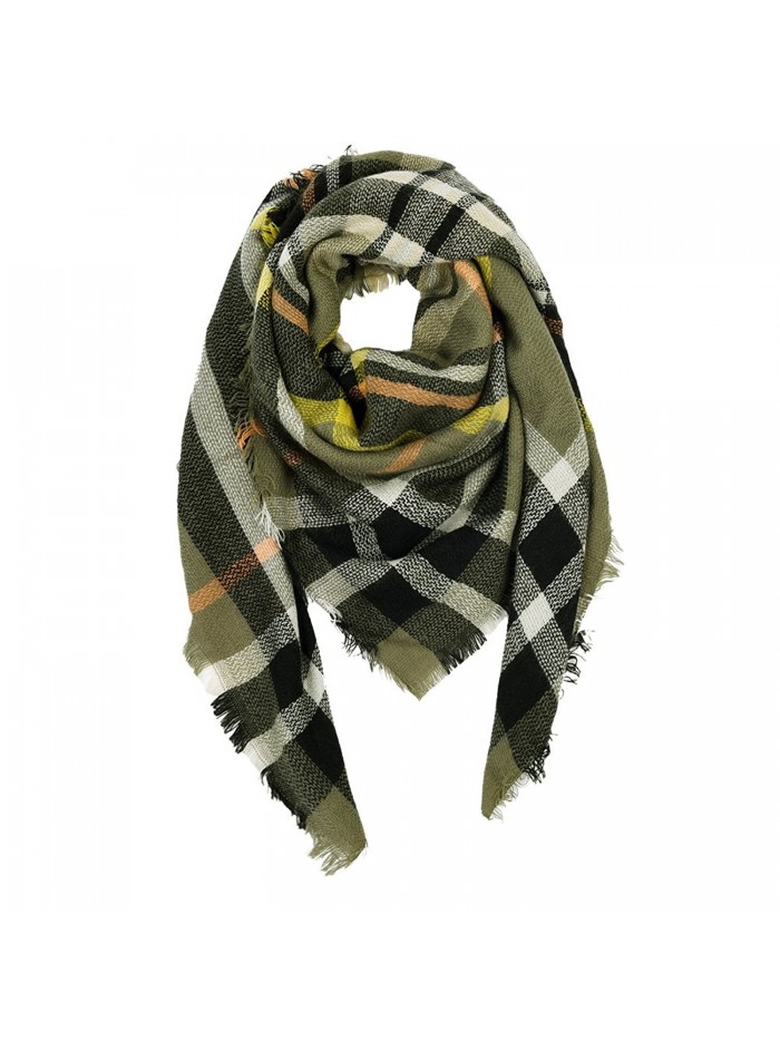 VBIGER Women Stylish Blanket Plaid Scarf Oversized Checked Shawls Wrap Shawl Pashmina - Deep green - CS187QX9L9Z