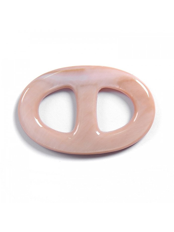 MaryCrafts Mother Of Pearl MOP Scarf Ring Oval Scarf Ring Handmade 4.1x2.7 Cm - Pink - C612BSELRS7