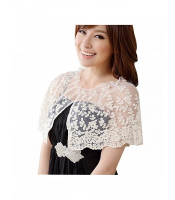 JK2 Women's Neck Beads Flowers Lace Organza Everyday Small Shawl - White - C311W4MVZ85