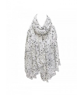 ACCESSORIESFOREVER Women Multi Color Dot Print Wrinkle Shawl Fashion Scarf - White - C311BC2BWXB