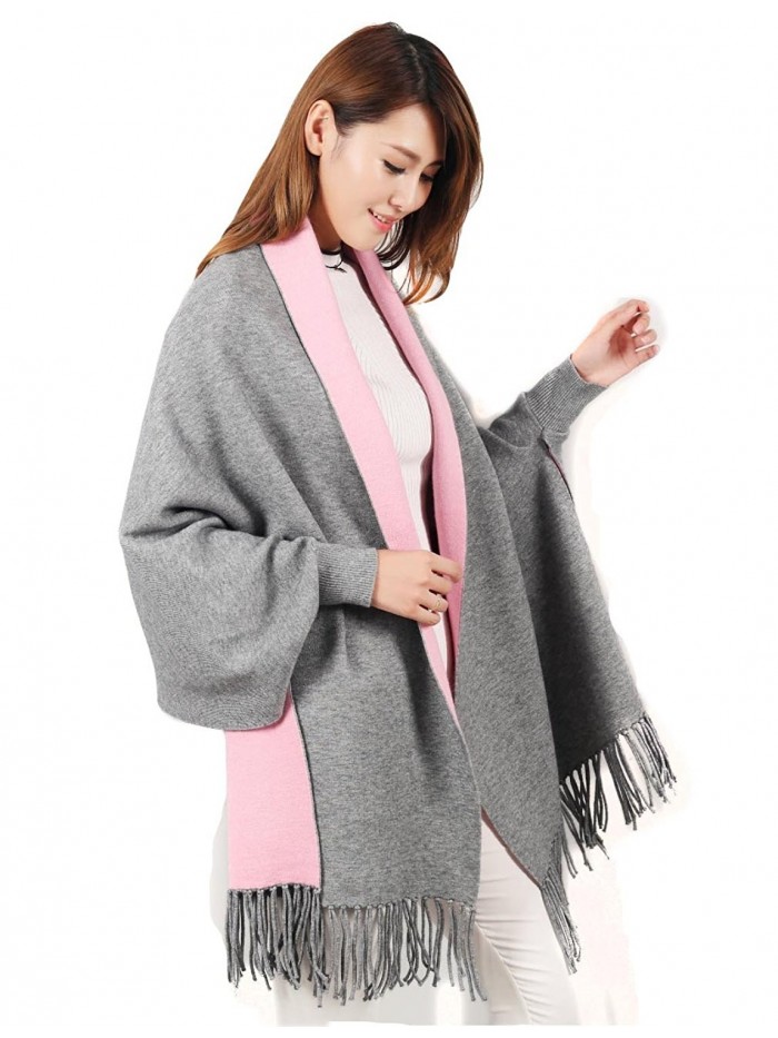 Women's Stylish Warm Blanket Wrap Shawl with Sleeves Scarf Neck Stole ...