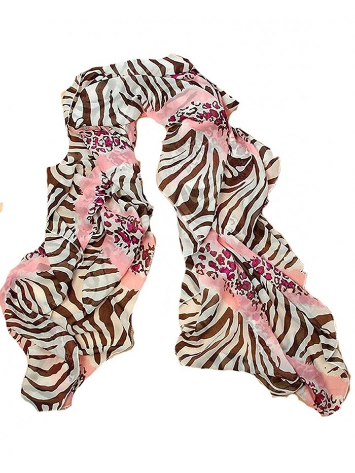 Pink Ladies Fashion Leopard Pattern Animal Print Shawl Scarf Wrap - C112LGVWAPP