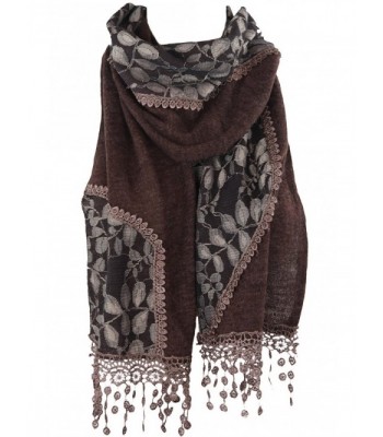 Lace Knit Scarf - 60" x 10" - Chocolate Brown - CH11X5C5BDN