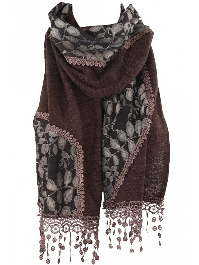 Lace Knit Scarf - 60" x 10" - Chocolate Brown - CH11X5C5BDN