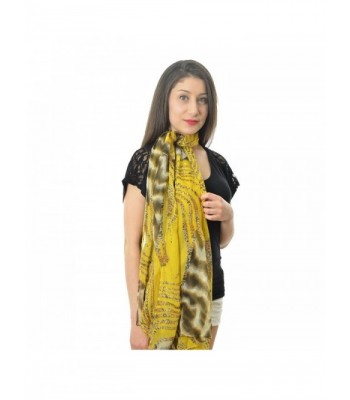 Cozzy Land Leopard Scarf Yellow 76 inches in Fashion Scarves