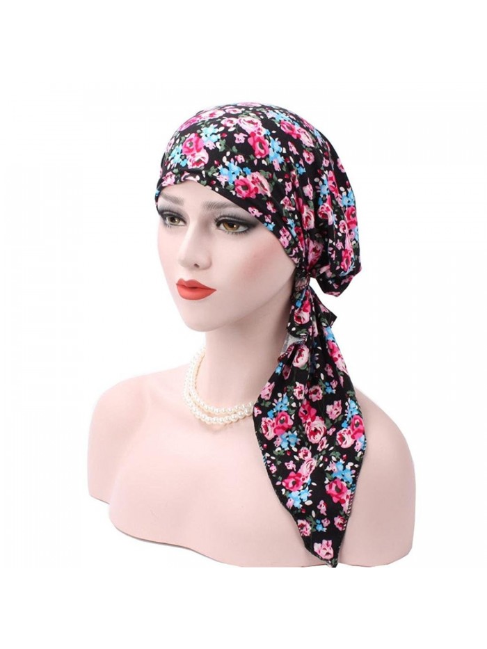 Binmer(TM) Women Muslim Stretch Turban Hat Velvet Hair Loss Head Scarf Wrap - Blue - CY186SZHEIT