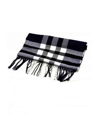 Cashmere-like Soft Scarf- Scarf in Rich Plaids Winter Blanket Wrap Shawl - B+w - CT1888357QR