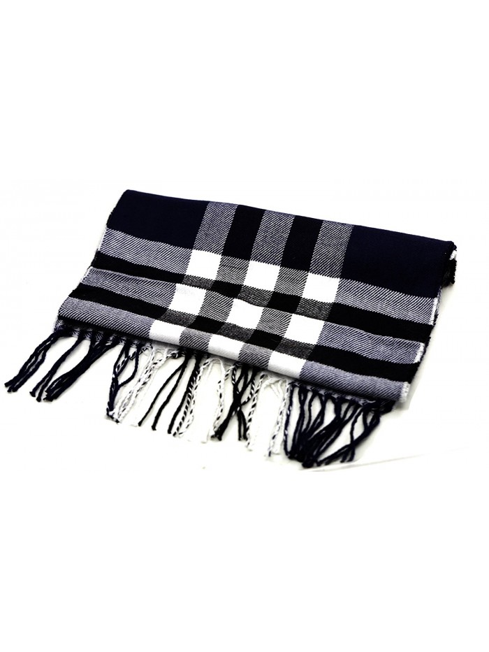 Cashmere-like Soft Scarf- Scarf in Rich Plaids Winter Blanket Wrap Shawl - B+w - CT1888357QR