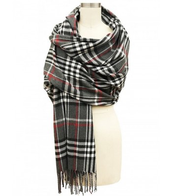 Womens Oversized Plaid Scarf Cashmere Feel Made In Italy - Charcoal ...