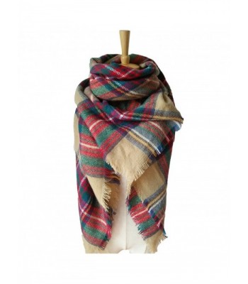 VirgoL Women's Stylish Tartan Tassels Scarf Soft Plaid Cape Blanket Warm Shawl Wraps - Camel - CB1868RR42I
