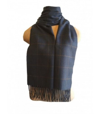 Fur Traders 100% Cashmere Scarf - Camel/Blue Tartan - CG12NZOC7RN