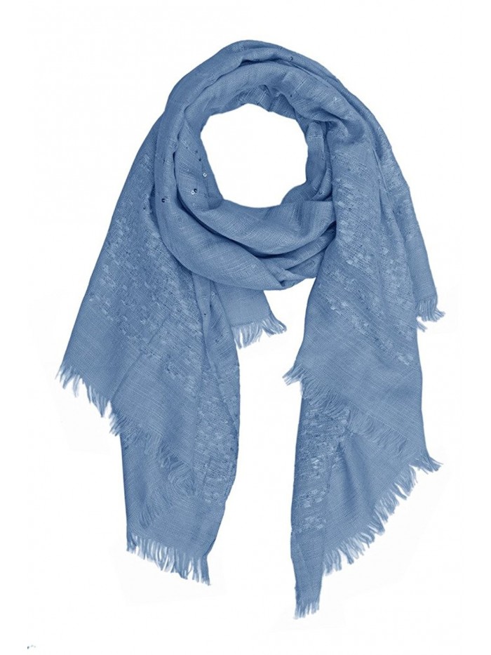 Ayurvastram Soft Viscose and Cotton Scarves - Blue Texture with Sequins - CP129R4D4LD