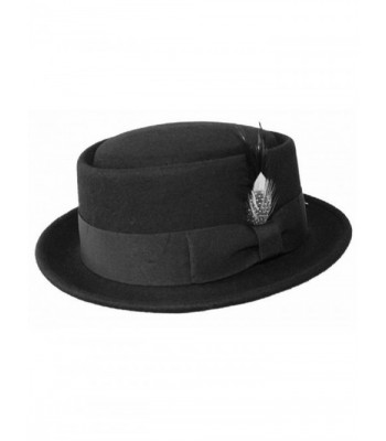 Men's 100% Soft & Crush-able Wool Felt Pork Pie Black Hats Sz L/XL - CM11J3DOO63