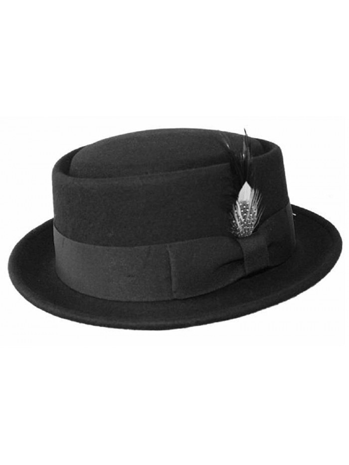Men's 100% Soft & Crush-able Wool Felt Pork Pie Black Hats Sz L/XL - CM11J3DOO63