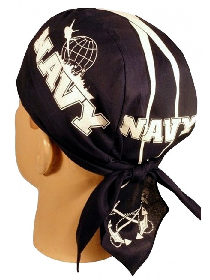 Skull Cap Biker Caps Headwraps Doo Rags - US Navy on Navy - CE12ELHNCBX