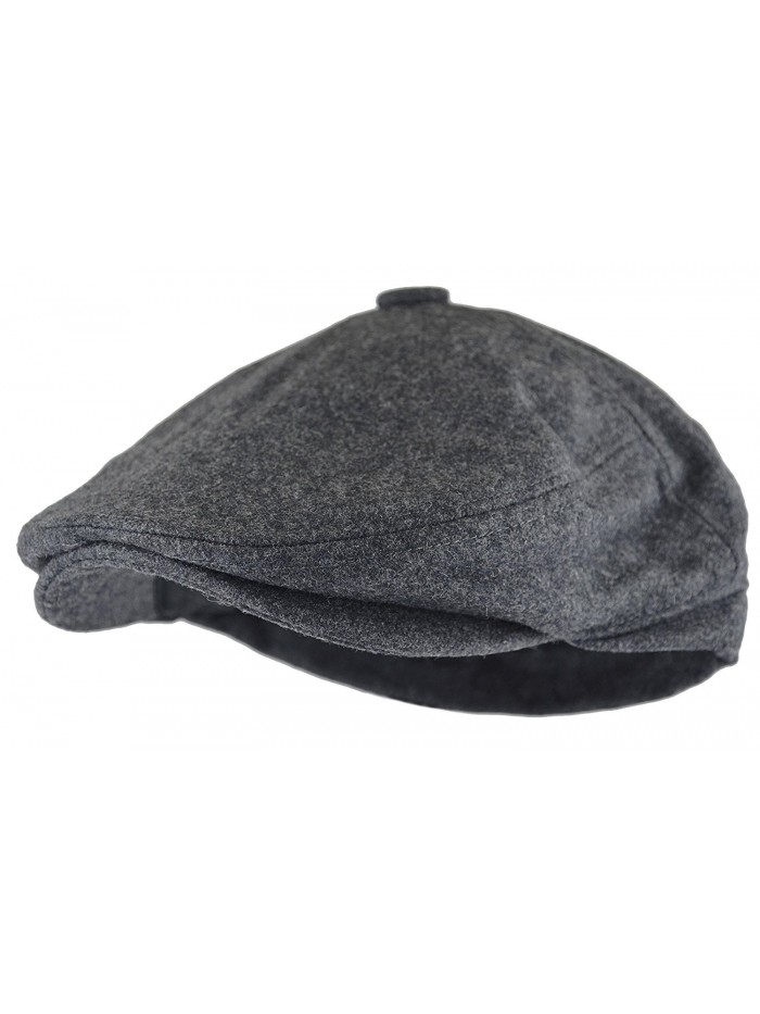 Deewang Fashion Men's Herringbone Tweed Solid newsboy Driving Cabbie- IVY Flat Cap - Grey-5panel - C712NU6GKGY