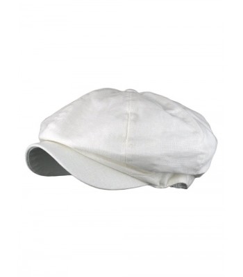 Men's Linen 8 Panel Applejack Gatsby Newsboy Ivy Hat - White - CM121X4USFP