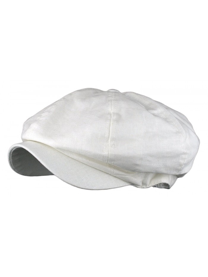 Men's Linen 8 Panel Applejack Gatsby Newsboy Ivy Hat - White - CM121X4USFP