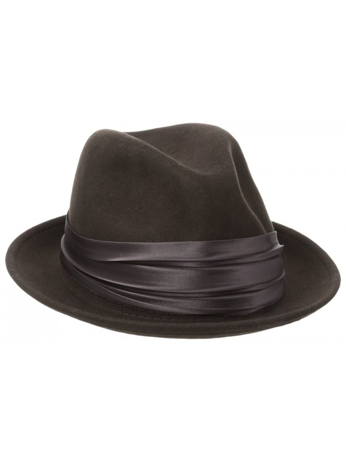 Stacy Adams Men's Crushable Wool Felt Snap Brim Fedora Hat - Brown - CR1158IMURR