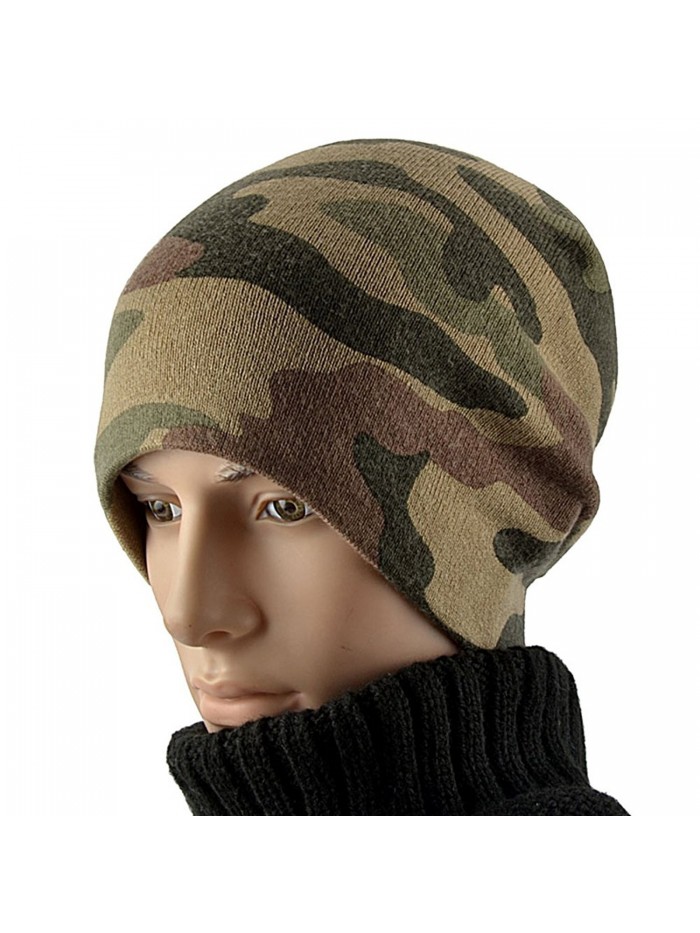 BIKMAN Winter Warm Ski Hat Men's Camouflage Slouchy Beanie Hat - Brown - CD129EG125J