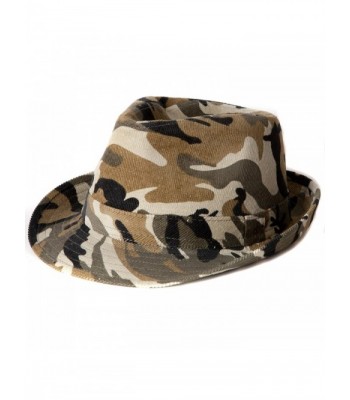 Accessoryo Men's Military Camo Corded Design Trilby Hat - Camo - CP11D8WWBQP