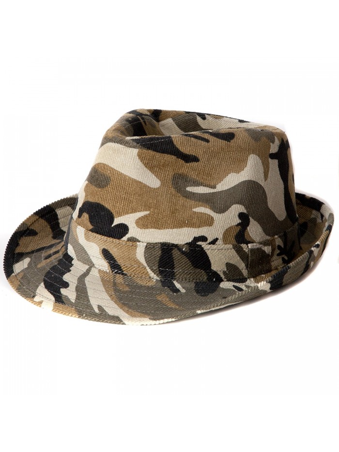 Accessoryo Men's Military Camo Corded Design Trilby Hat - Camo - CP11D8WWBQP