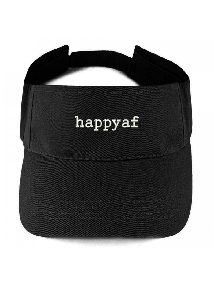 Trendy Apparel Shop happyaf Embroidered 100% Cotton Adjustable Visor - Black - CD17Z3QGXGI