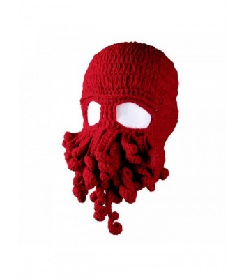 Amurleopard Unisex Barbarian Knit Beanie Octopus (One Size- Red) - C117X0M35GX