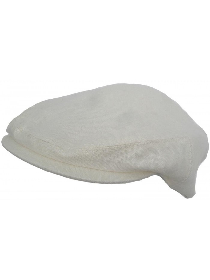 Headchange Made in USA 100% Linen Ivy Scally Cap Classic 5 Point Driver Hat XS-XXL - Off-white - C611KVCUC6V