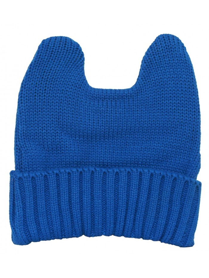 Cute Adventure Ears Rib Knit Beanie - Royal Blue - CU11G6C5DUF