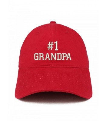 Trendy Apparel Shop Number 1 Grandpa Embroidered Low Profile Soft Cotton Baseball Cap - Red - C0184UUSELR