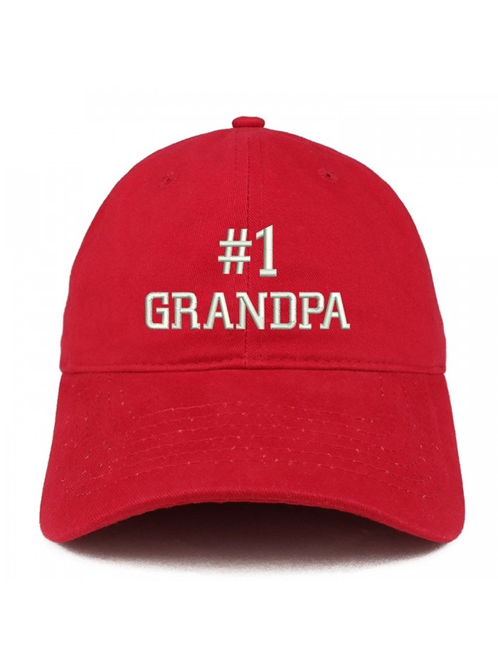 Trendy Apparel Shop Number 1 Grandpa Embroidered Low Profile Soft Cotton Baseball Cap - Red - C0184UUSELR