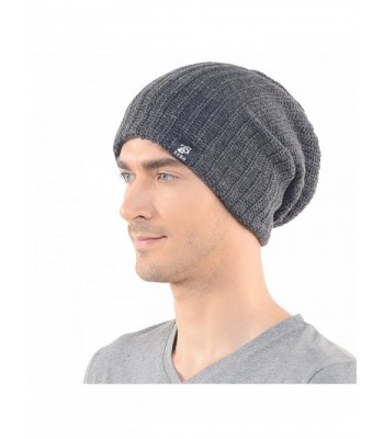 FORBUSITE Unisex Knit Long Daily Slouchy Beanie Skullcap - Dark Gray - CH126L93OV7