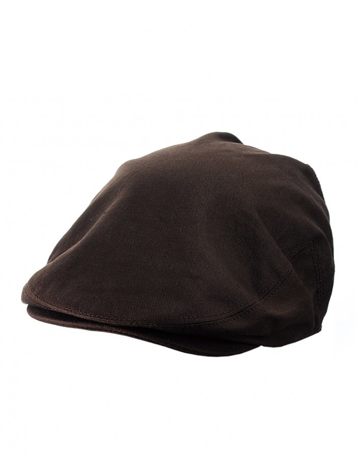 NYFASHION101 Men's Solid Color Cotton Elastic Buttoned Bill Newsboy Ivy Cap - Brown - C111Y7EK7P5