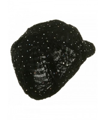 SS Sophia Glitter Newsboy Cap Black in Men's Newsboy Caps