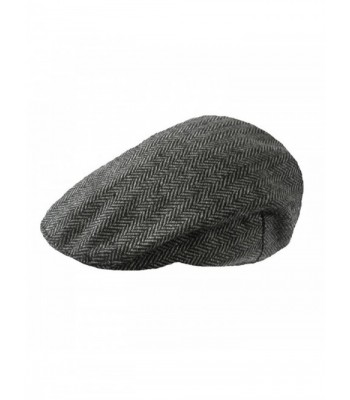 TOSKATOK Men's Tweed Flat Cap - Grey Herringbone - CC11DZIM5YF