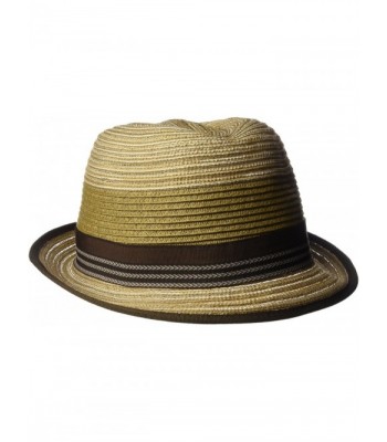 Henschel Men's Crushable Braided Strips Fedora with Contrasting Loop Band - Brown - C112H9AL9RH