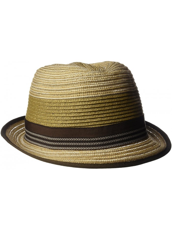 Henschel Men's Crushable Braided Strips Fedora with Contrasting Loop Band - Brown - C112H9AL9RH