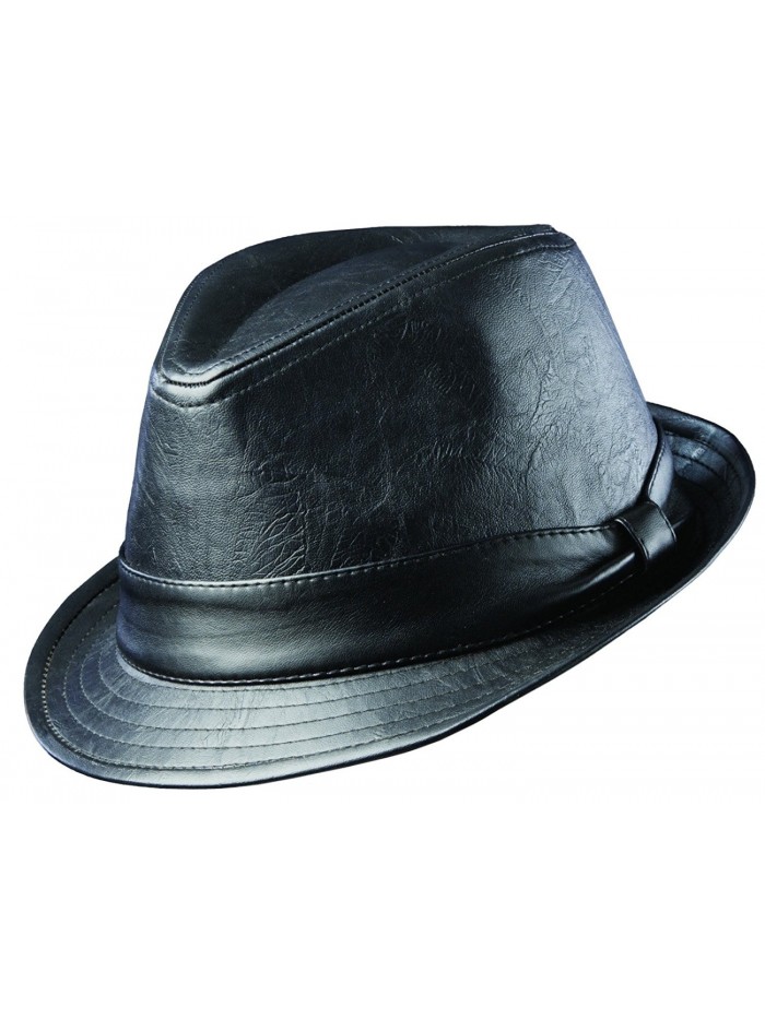 Dorfman Pacific Men's Teardrop Shape 1.5 Inch Brim Fedora Hat - Black - CZ11GU7CDWH