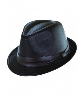 Dorfman Pacific Leather Teardrop Fedora in Men's Fedoras