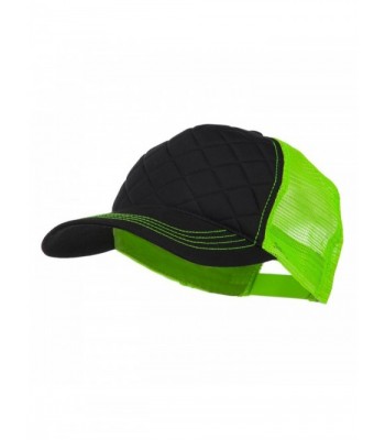 Fashion Quilted Trucker Two Tone Neon Mesh Cap - Black Neon Green OSFM - C911M6KPODR