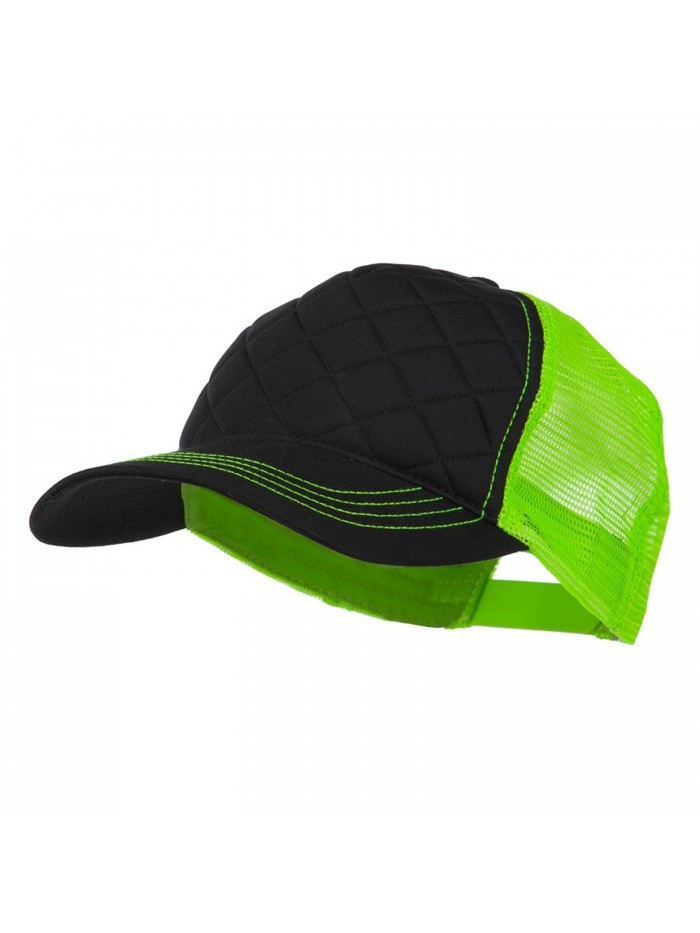 Fashion Quilted Trucker Two Tone Neon Mesh Cap - Black Neon Green OSFM - C911M6KPODR