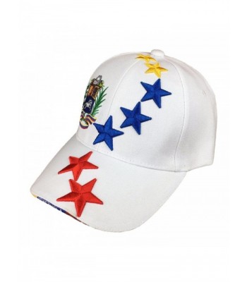 White Baseball Hat with Tricolor Stars from Venezuela - C117X3IGSWH