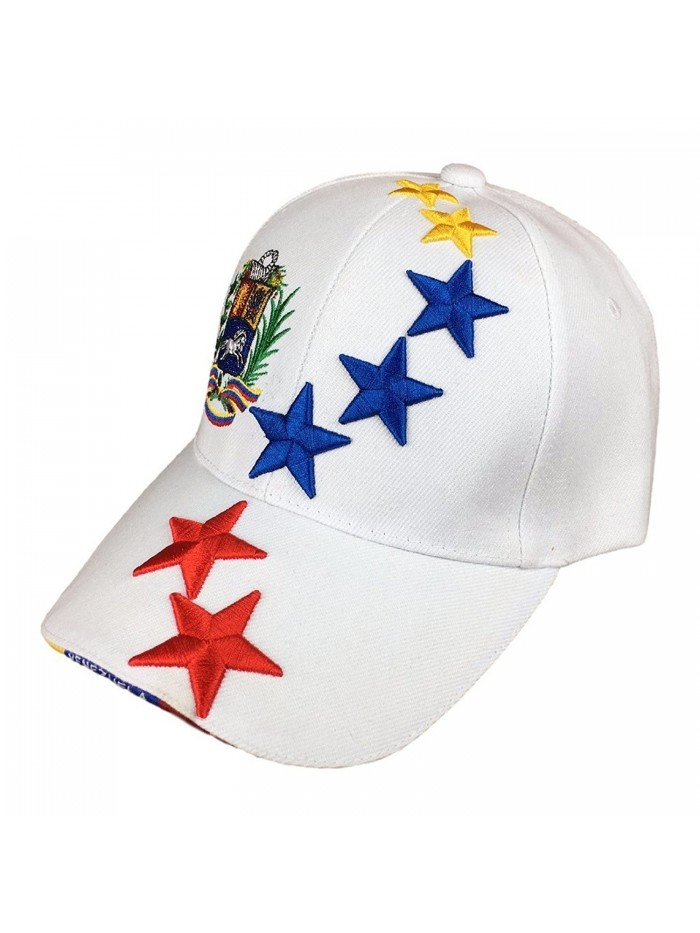 White Baseball Hat with Tricolor Stars from Venezuela - C117X3IGSWH