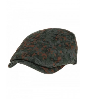 WITHMOONS Mens Flat Cap Camouflage Vertical Stitch IVY Hat LD3438 - Green - CL12MUECKDZ