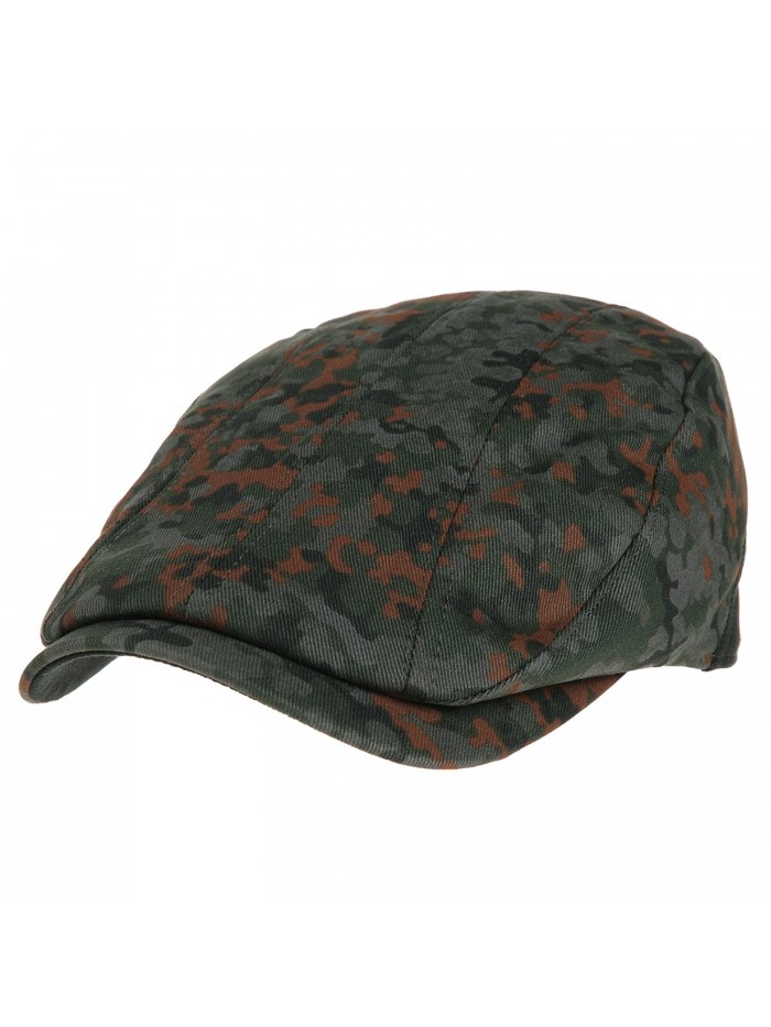 WITHMOONS Mens Flat Cap Camouflage Vertical Stitch IVY Hat LD3438 - Green - CL12MUECKDZ