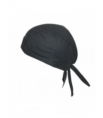 CTM Cotton Solid Unlined Biker Do Rag Cap - Black - CN111YBR9ZP