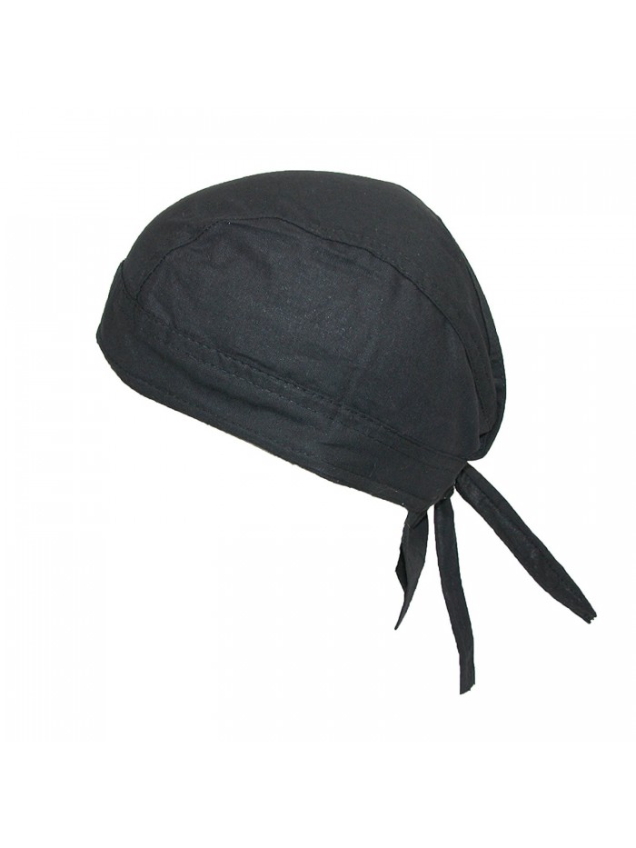 CTM Cotton Solid Unlined Biker Do Rag Cap - Black - CN111YBR9ZP